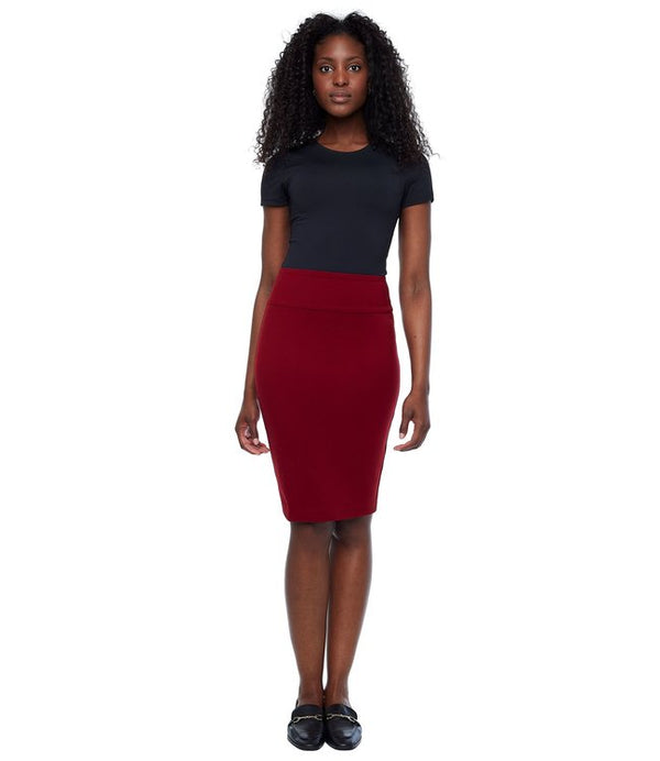 Solid Ponte Pencil Skirt