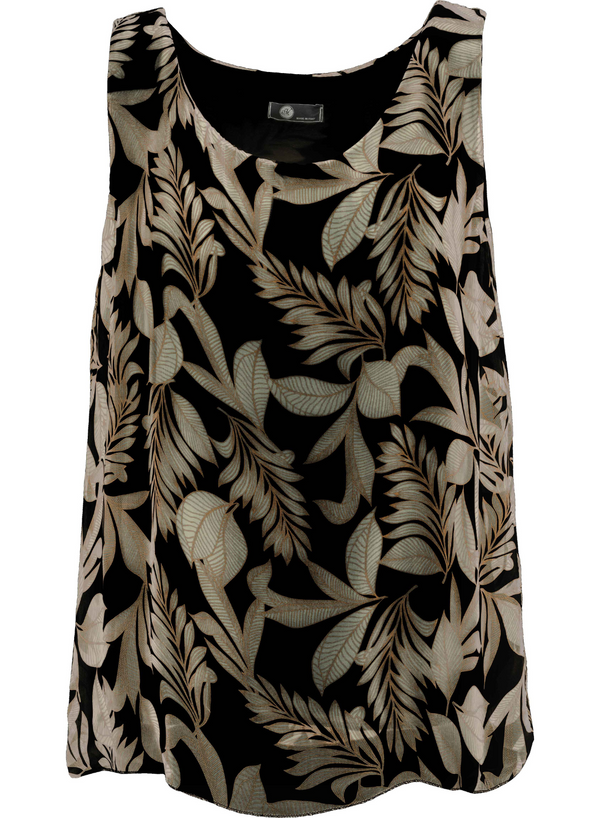 Silky Botanical Print Sleeveless Top