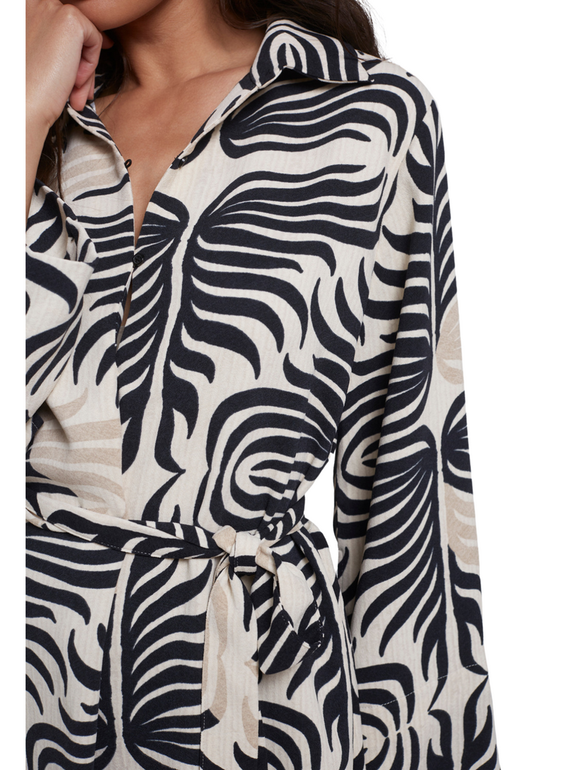 Printed Flowy Dress with Buttons